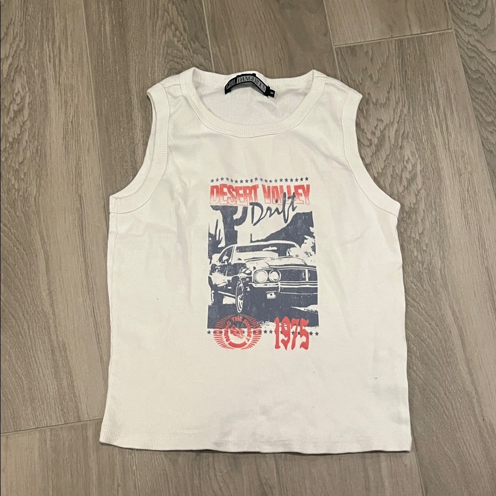 Girl Dangerous Girls White Tank Top Size: M